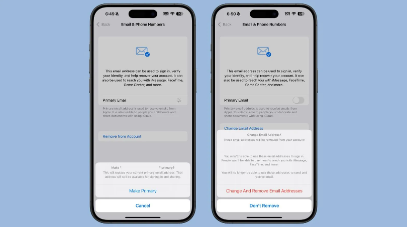 延长苹果手机维修分享苹果 iOS 18.1 支持设置“主要”邮箱地址并更改 iCloud 邮箱 